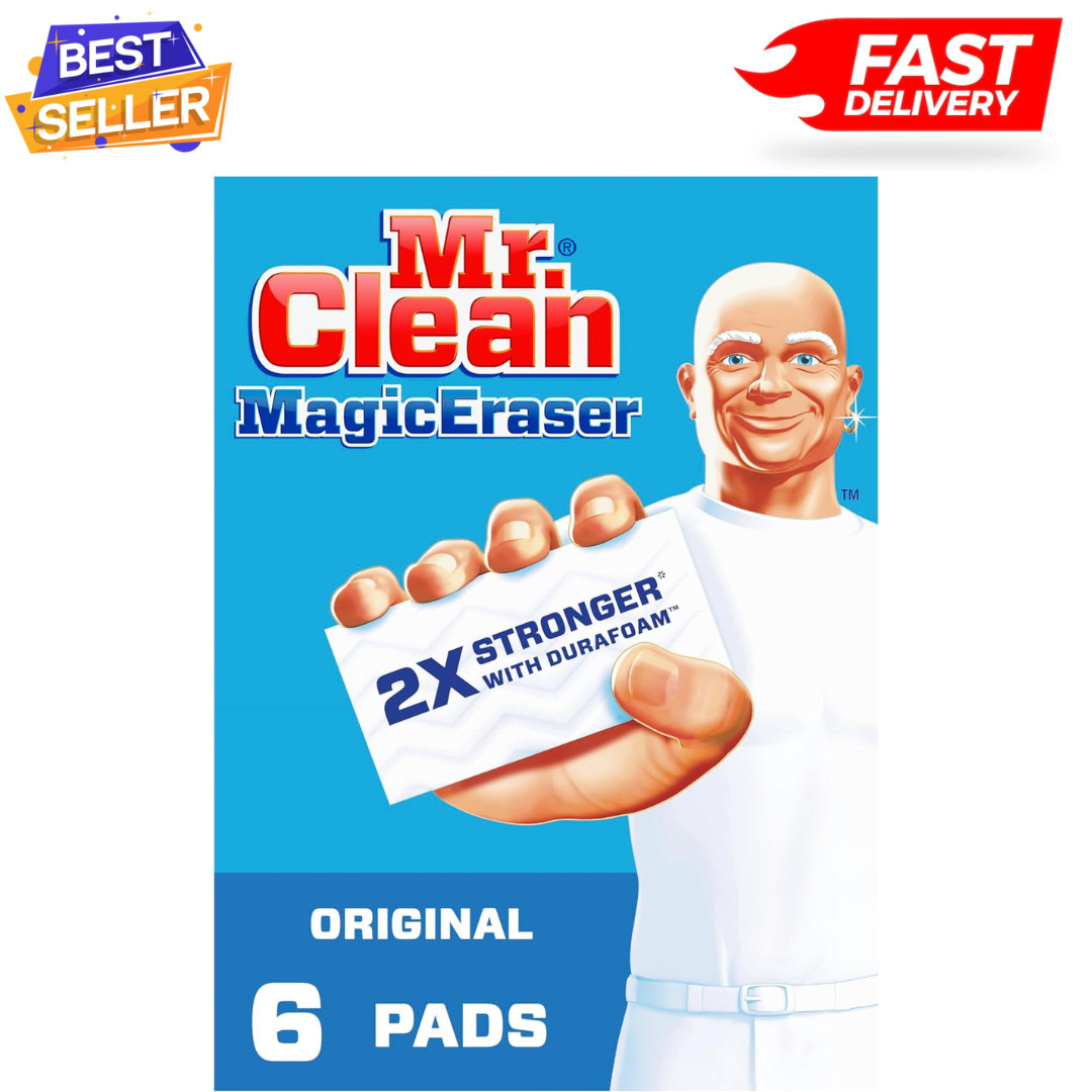 Mr. Clean Magic Eraser Original Cleaning Pads with Durafoam, White, 6 Count