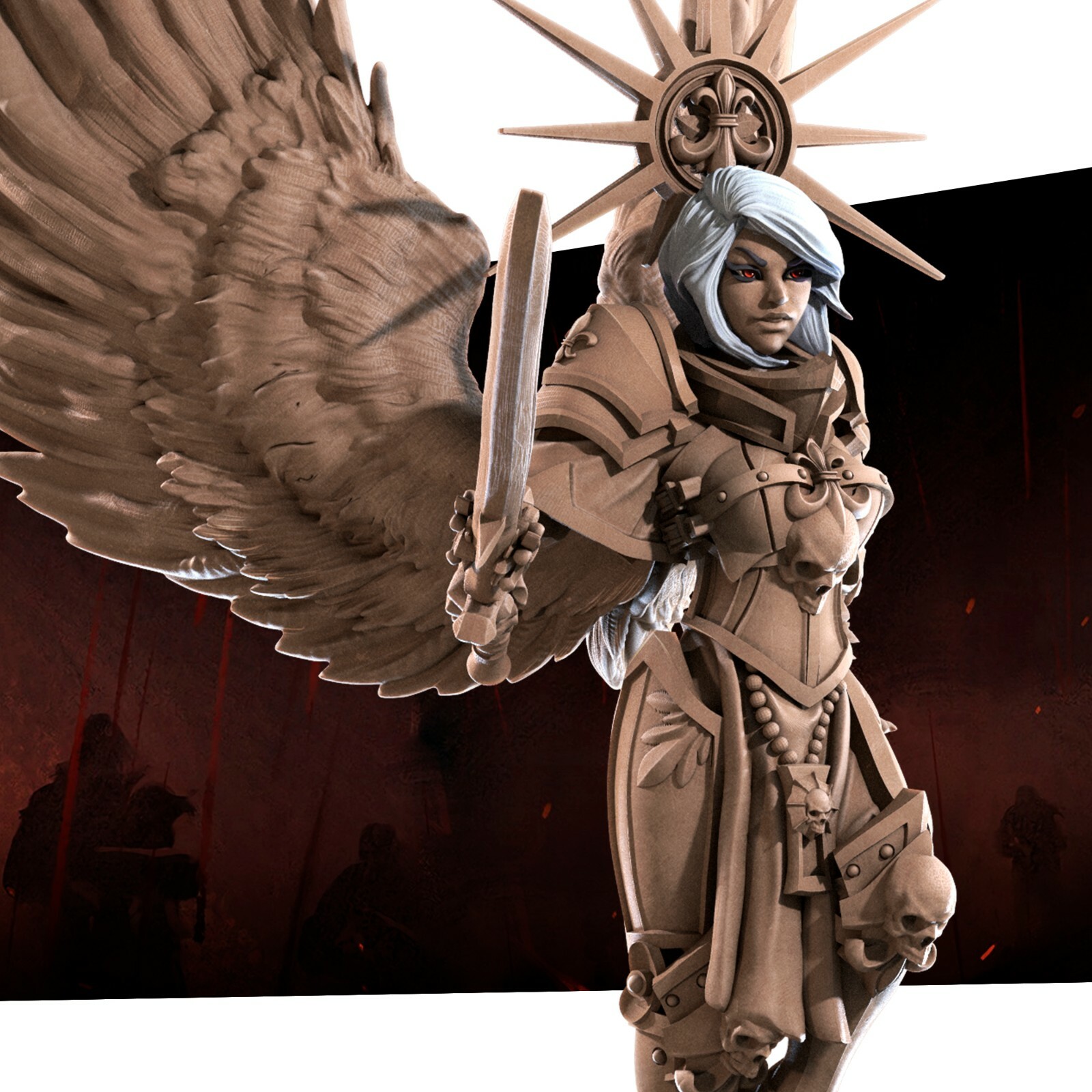 Lightbringer Battle Nun Sister - Bite the Bullet - 32mm Fantasy D&D Miniature