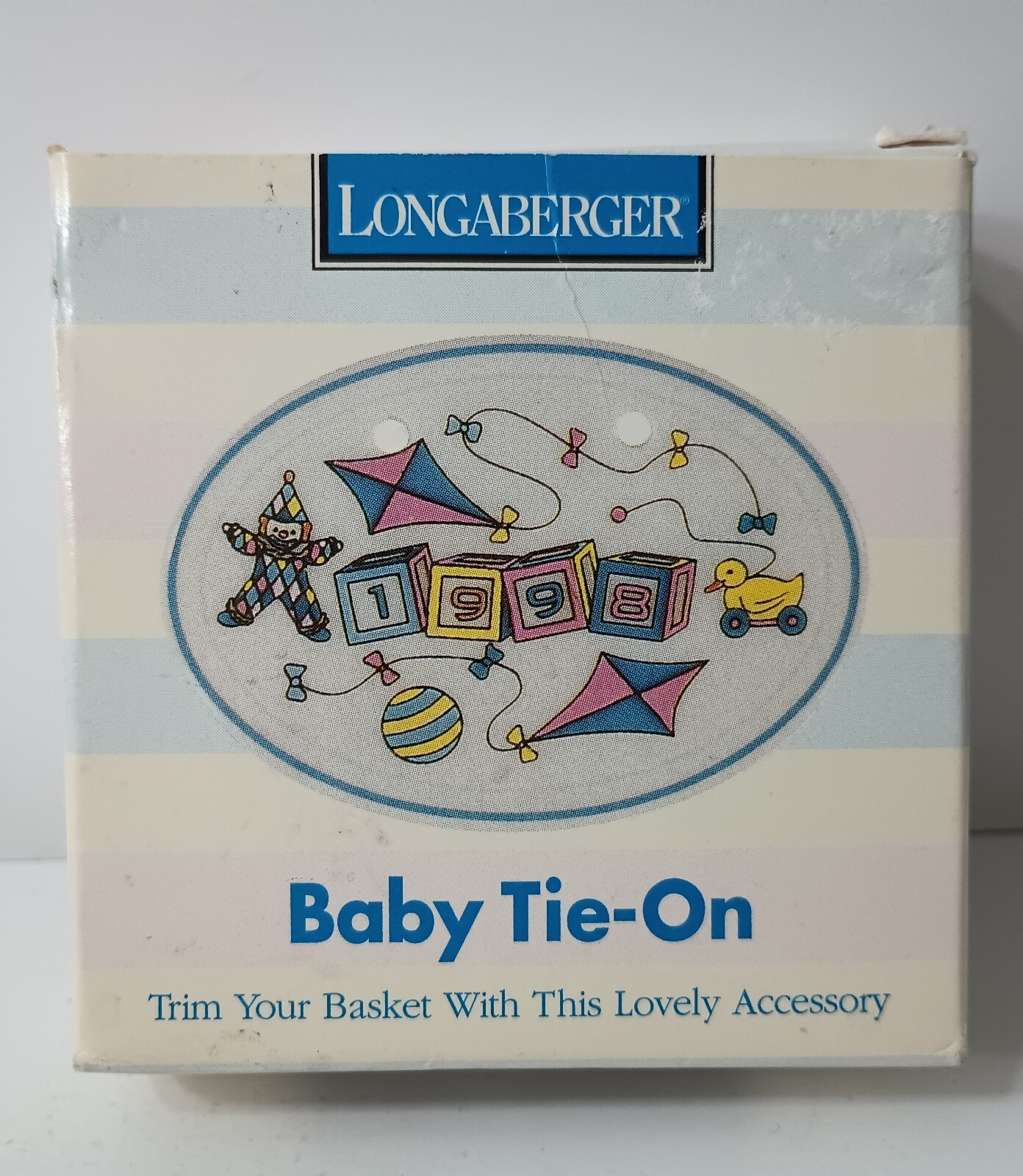 Vintage Longaberger Baby Basket Tie On 1998 New 34151 Porcelain Collectible