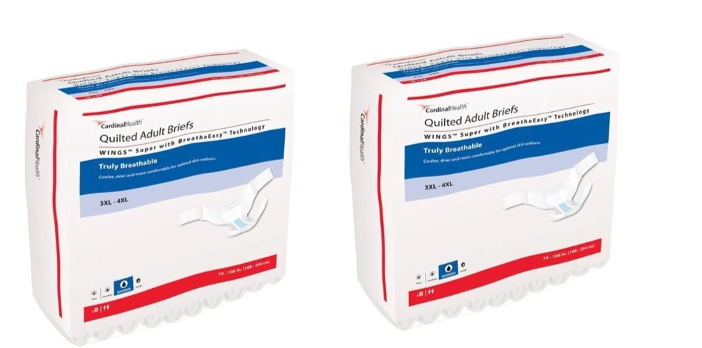 (16x) Cardinal Health Adult Brief Wings Super Plus 3XL-4XL Incontinence Diaper