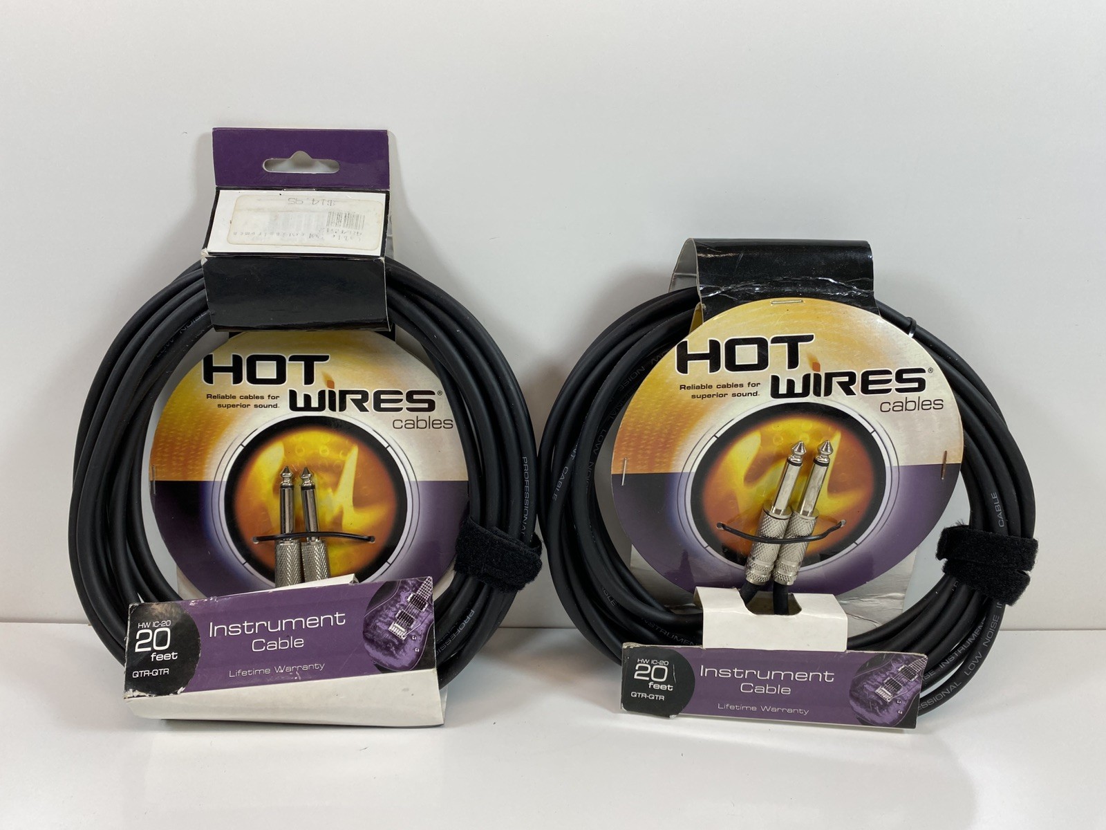 Hot Wires IC-20 20' QTR-QTR Lot of 2 Instrument Cable Lifetime Warranty !