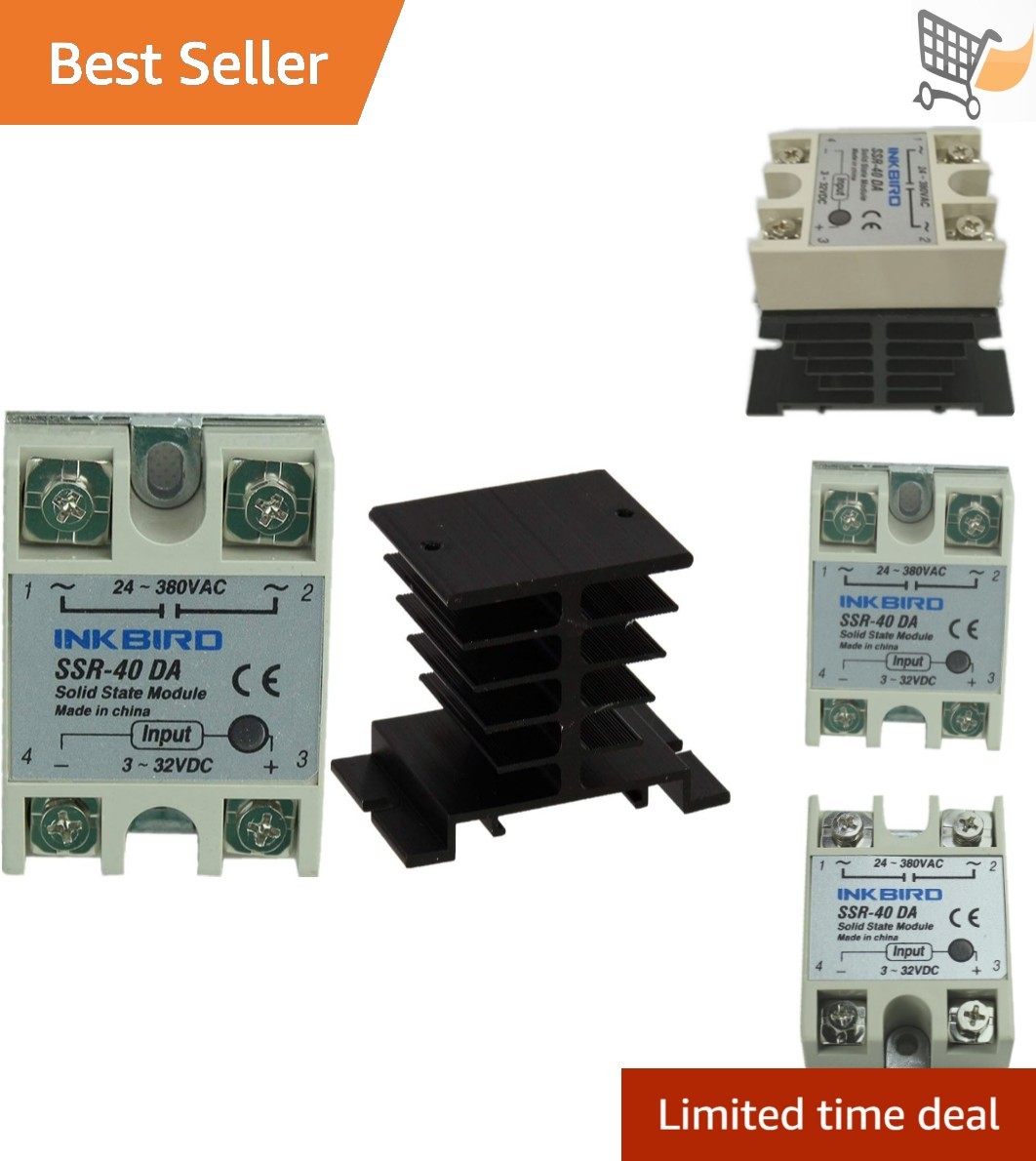 Solid State Relay 40A DC SSR Aluminum Heat Sink for PID Temperature Controller