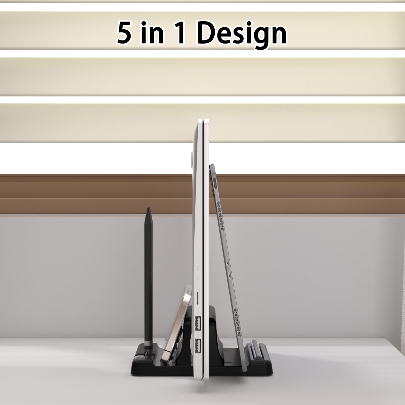 Vertical Laptop Stand Holder - Adjustable ABS Plastic Black-1 Slot Version
