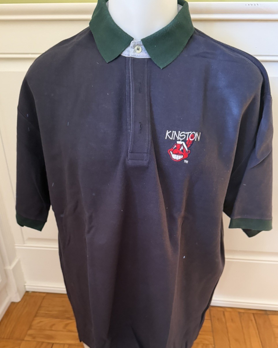 Vintage 1990’s Kinston Indians Polo Shirt  XXL Navy BOA Resort Chief Wahoo Logo