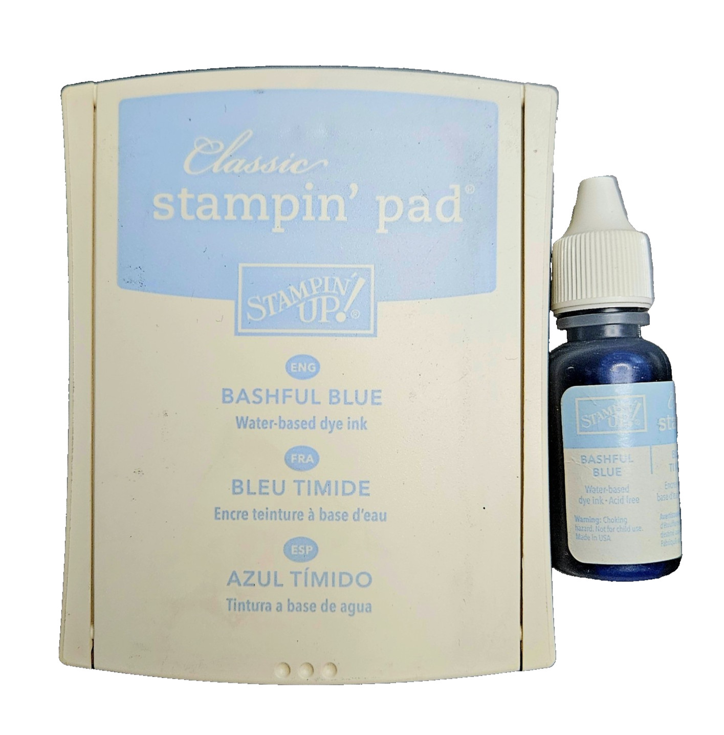 BASHFUL BLUE Stampin' Up! Ink Pad & Reinker Refill Pastel Stamping su5