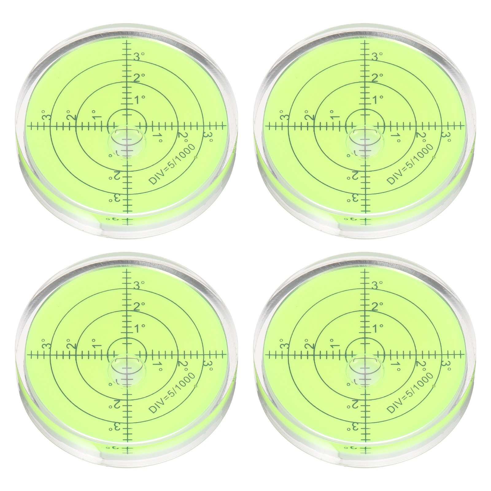4pcs Round Bubble Level 60x12mm Mini Circular Bullseye Spirit Levels Green