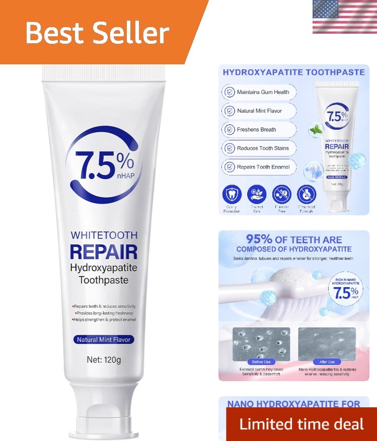 Gentle Mint Hydroxyapatite Toothpaste 4.23 Oz - For Fresh Breath and Enamel Care