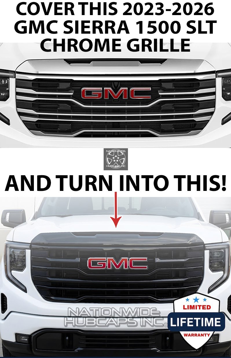 2023-2026 GMC Sierra 1500 SLT Gloss Black Grille Overlay Grill Covers Front Trim