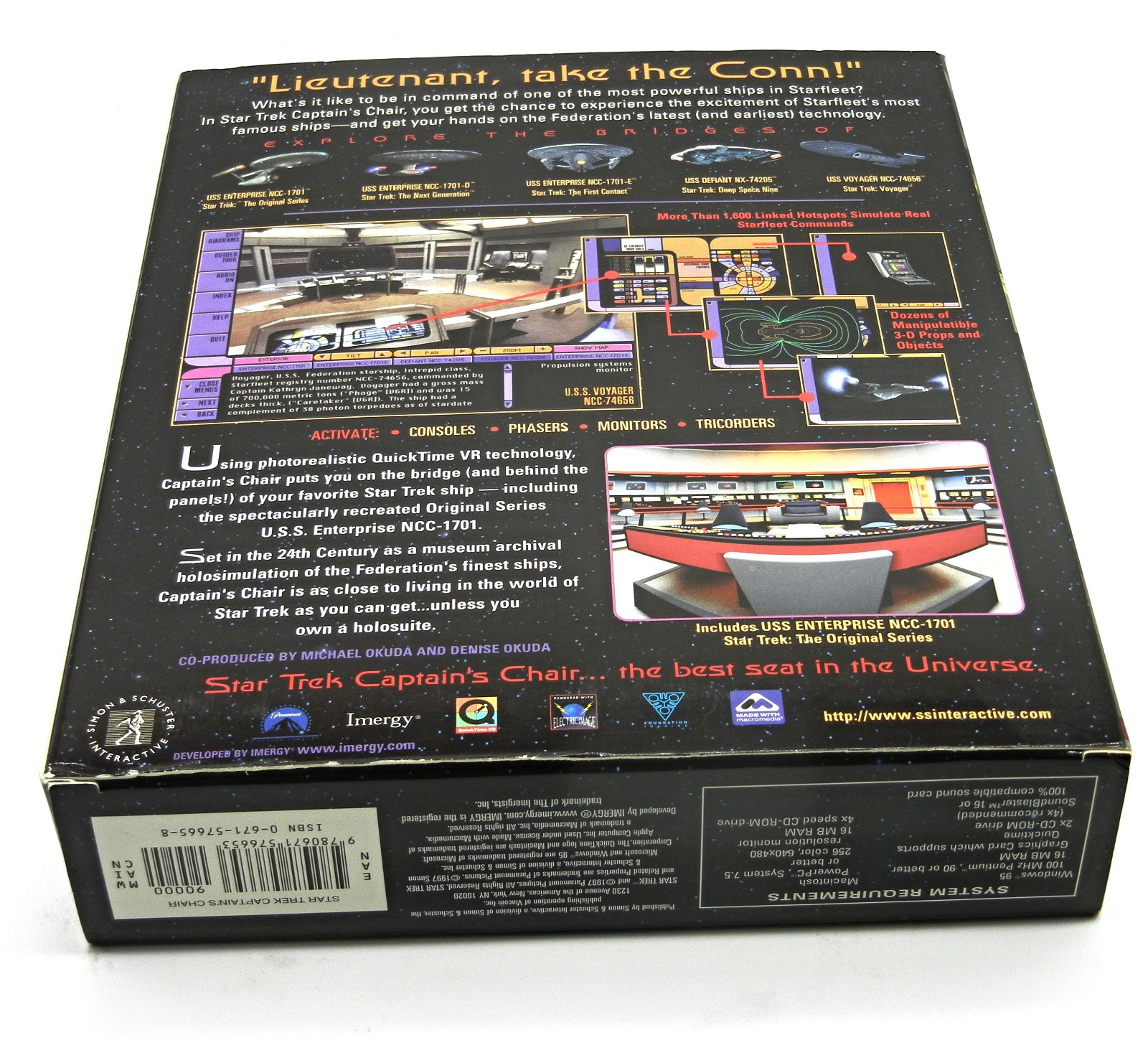 Star Trek: Captain's Chair PC/MAC USS Enterprise Deep Space Ship Decks Views CD