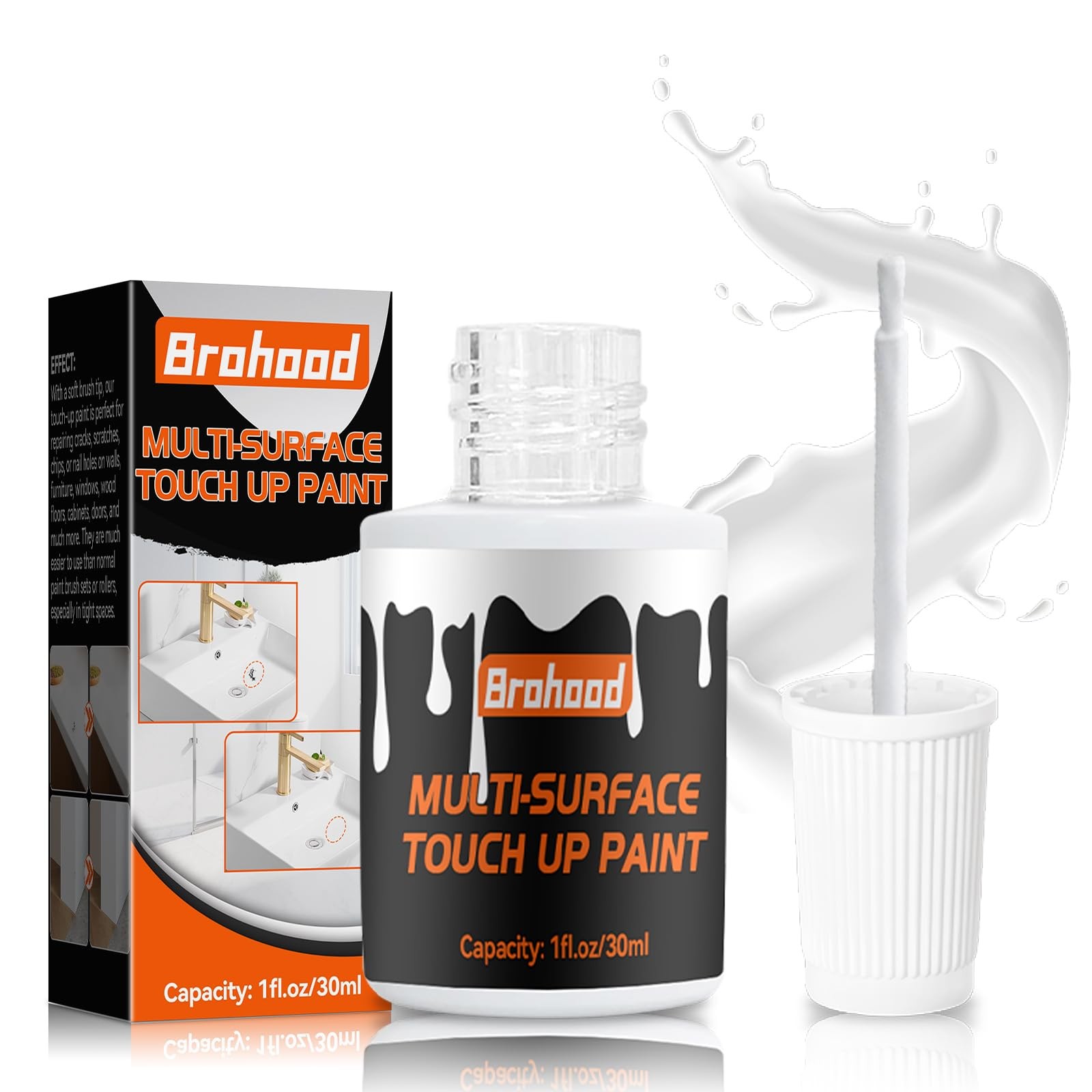 Brohood White Touch Up Paint Appliance Kitchen Cabinet Bathtub Paints for Wall