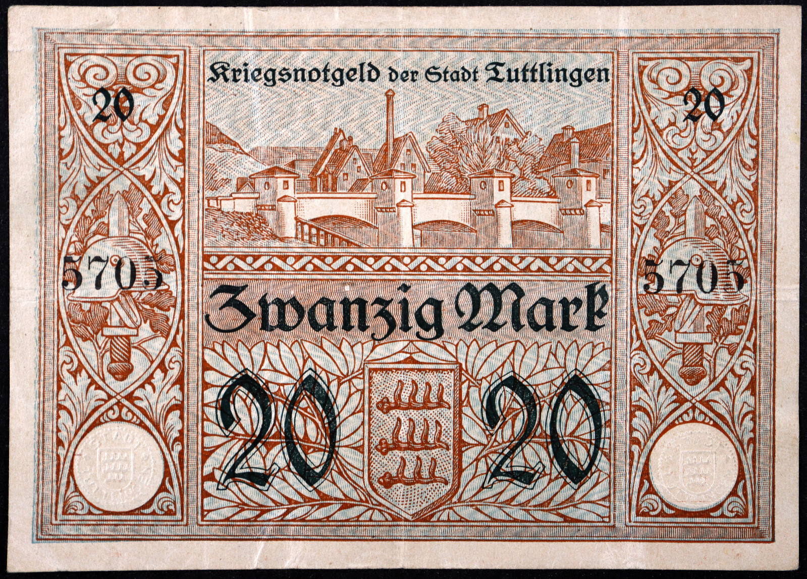 TUTTLINGEN 1918 20 Mark Grossnotgeld German Notgeld Banknote