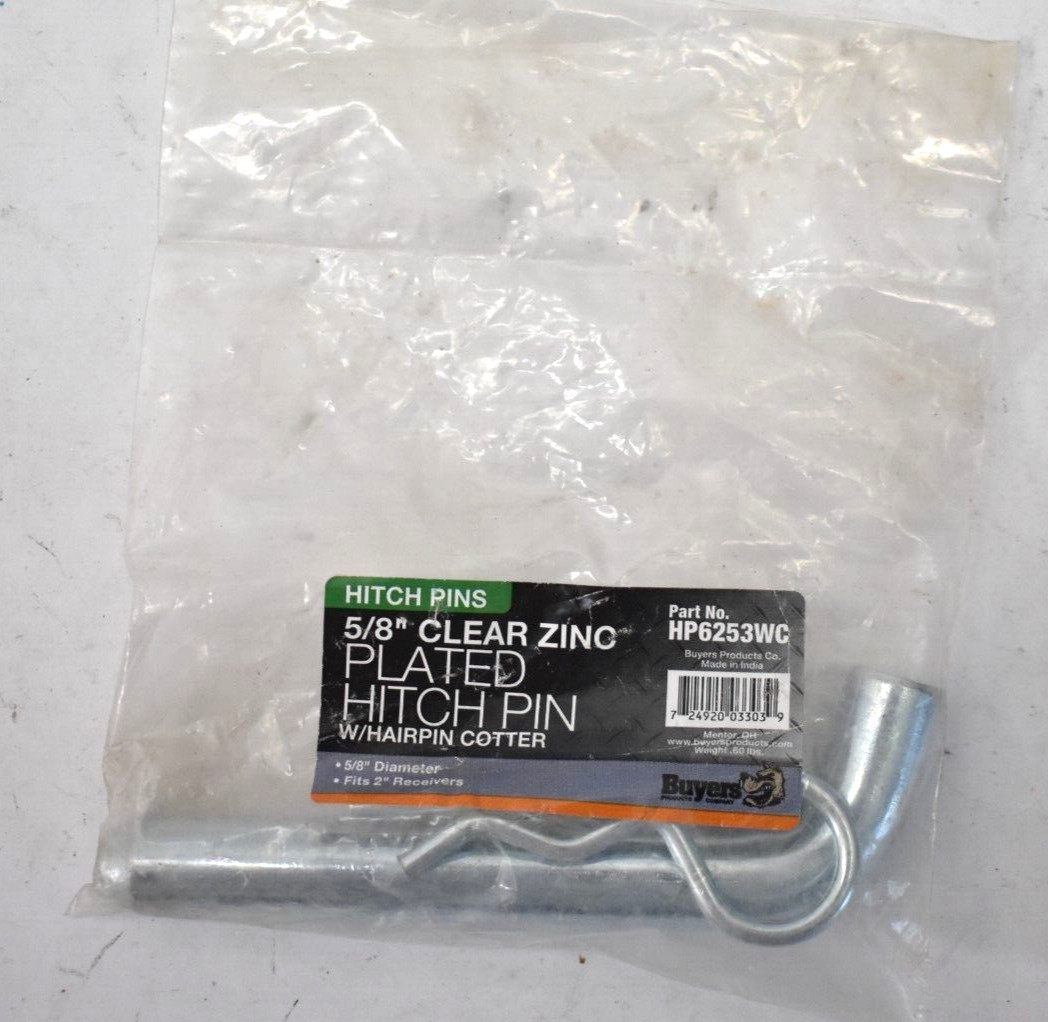 Buyers Products Hitch Pin w Hairpin Cotter 5/8" Clear Zinc Plated HP6253WC