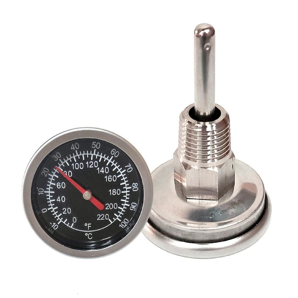 Temperature Probe Meter Gauge, Dial Thermometer NPT, Stainless 1/4 NPT Thermo...