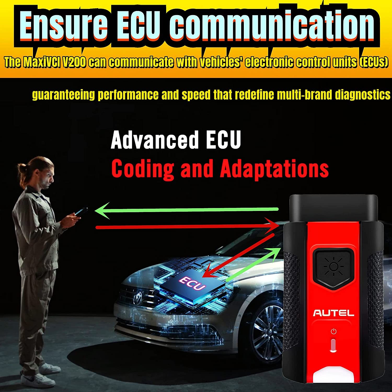 Autel MaxiVCI VCI V200 Bluetooth Diagnostic Interface For KM100 ITS600 MS906 Pro