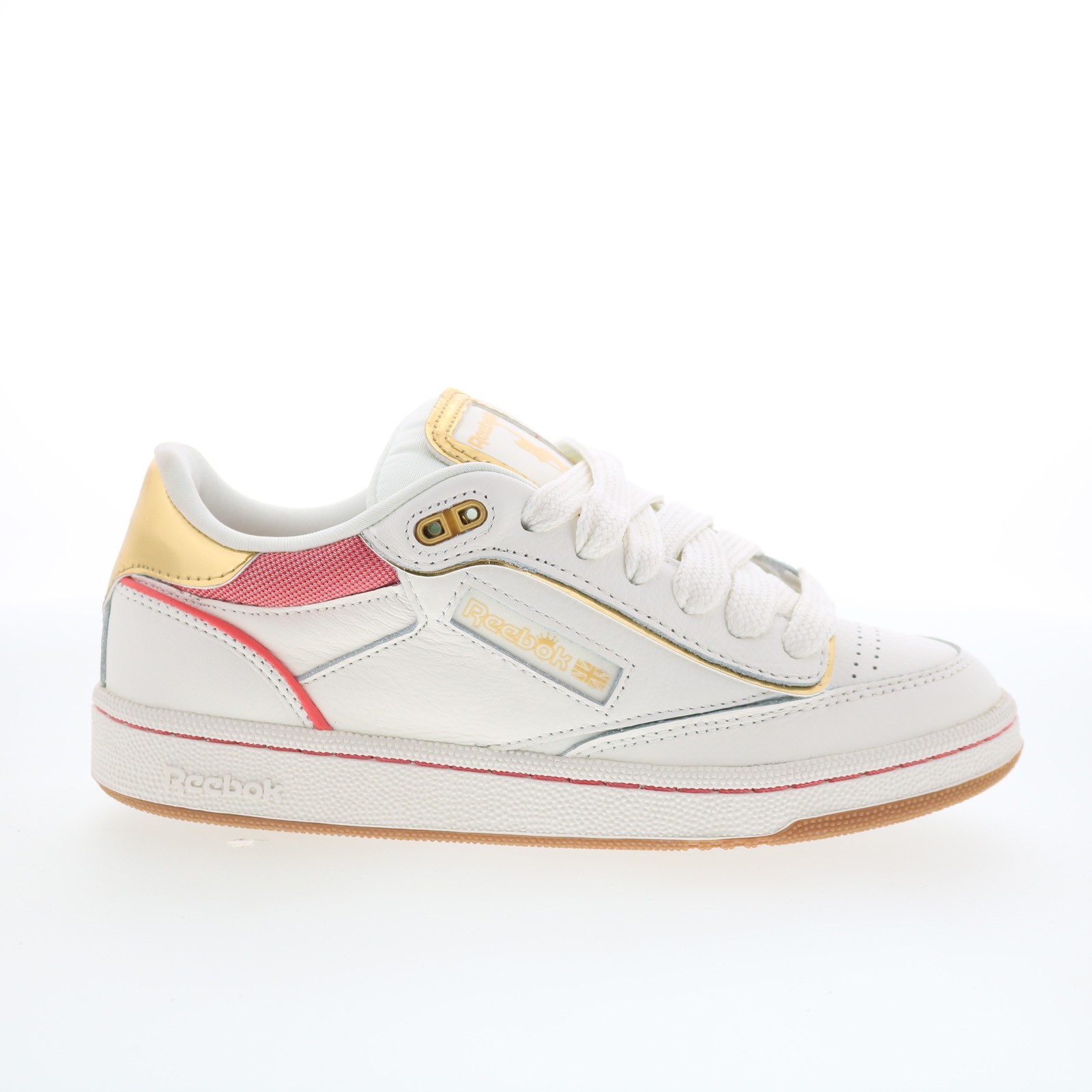 Reebok Club C Bulc CLN Womens Beige Leather Lace Up Lifestyle Sneakers Shoes