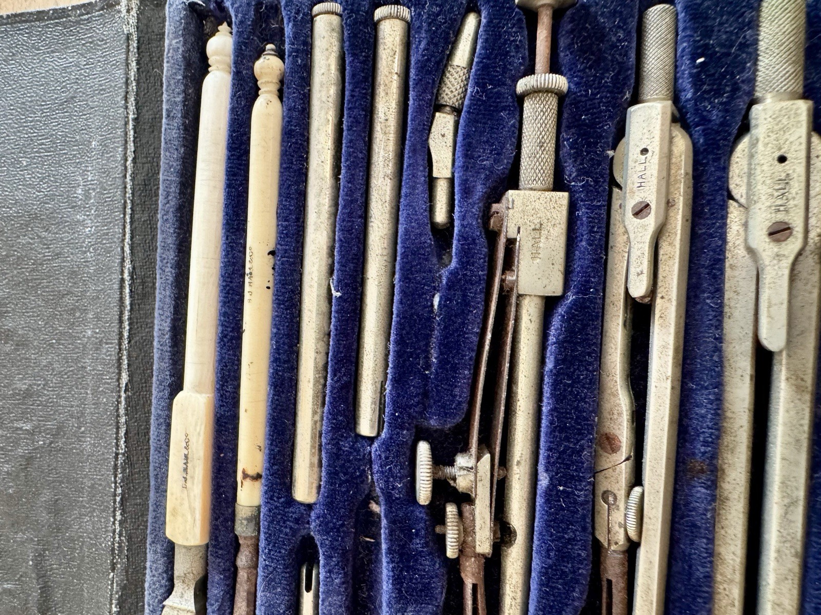 Antique B J Hall Simplex Draughtsman’s Instrument Set Technical Drawing Set