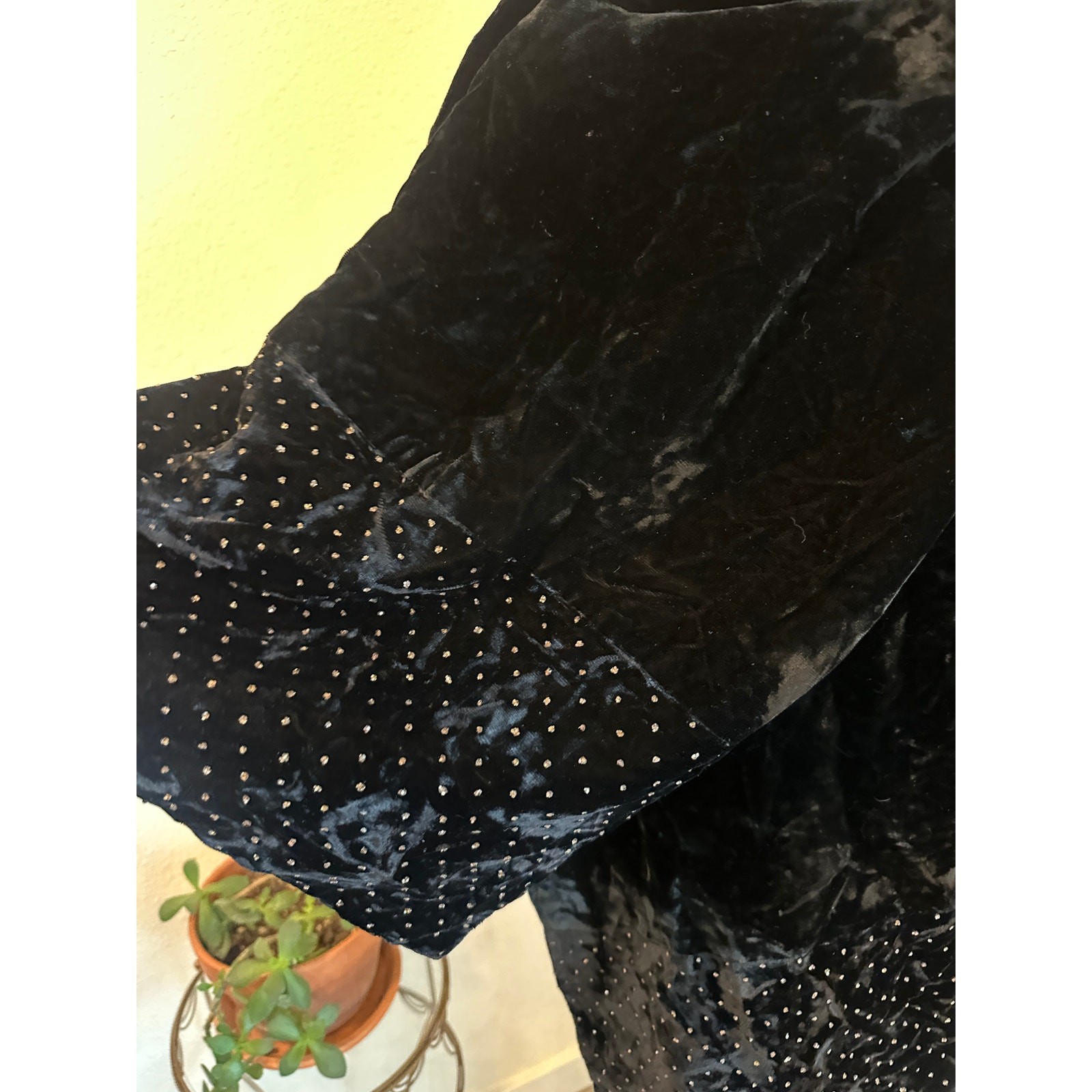 Vintage Women’s Black Velvet Scarf Studded Hem Glam