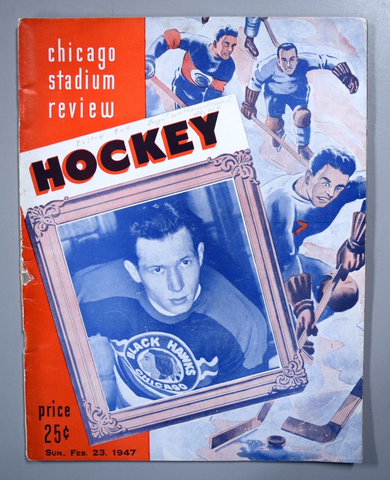 Chicago Blackhawks vs Boston Bruins February 23rd 1947 Official Game Program