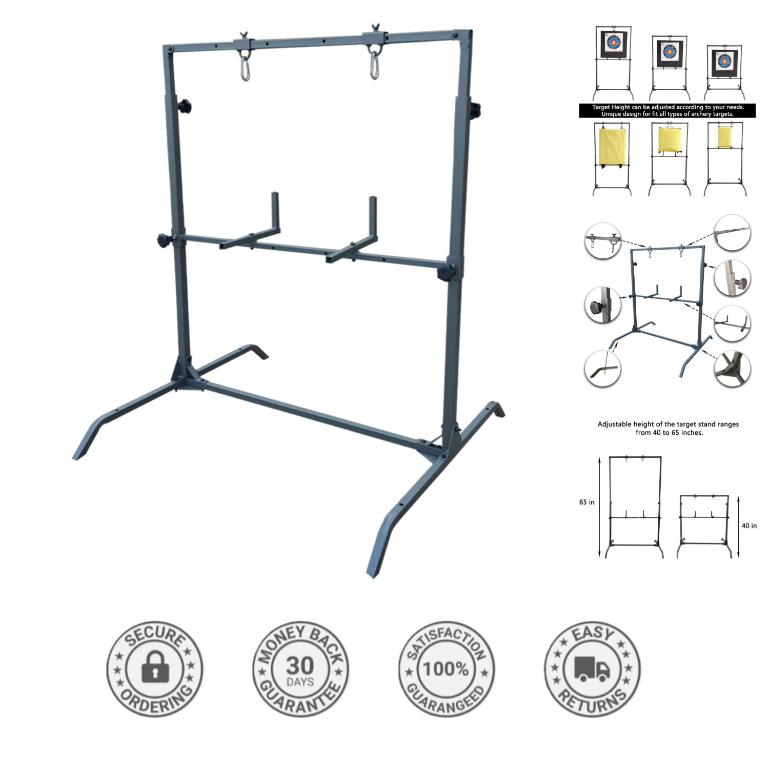 Adjustable Archery Target Stand for Bag and Cube Foam - Durable & Versatile