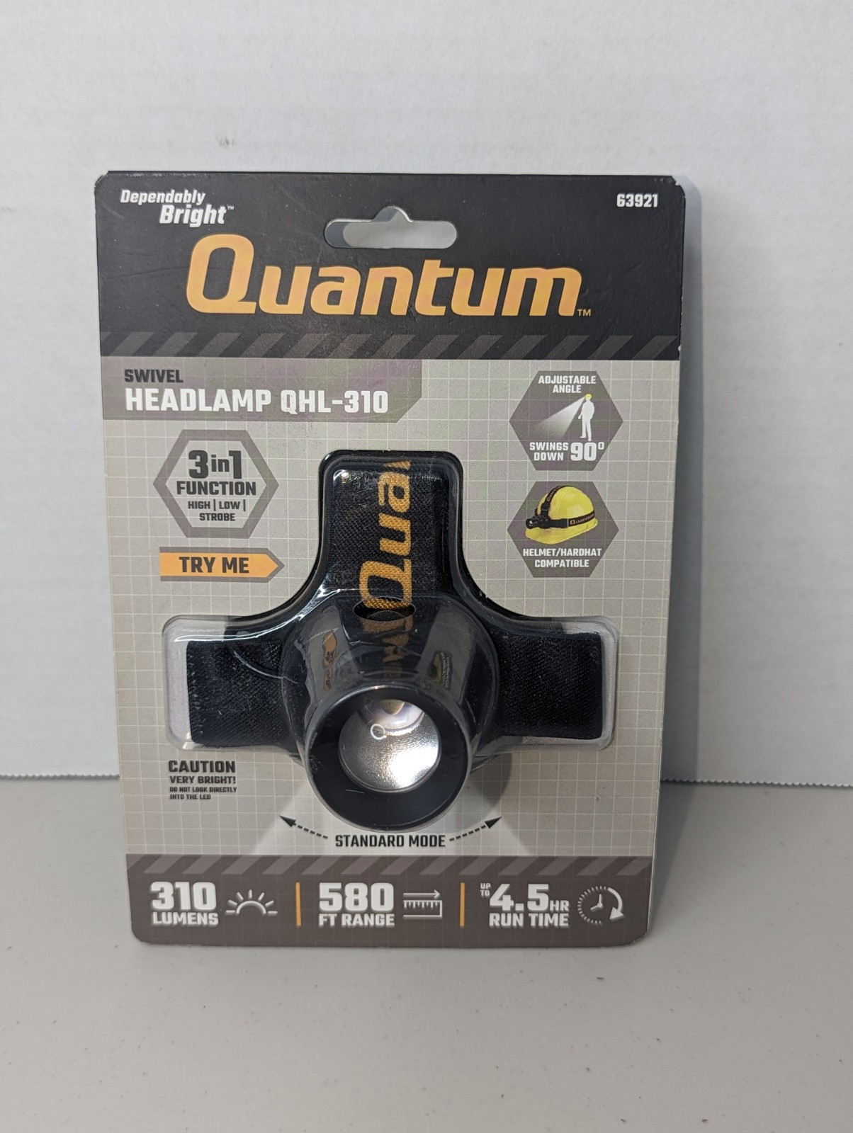 Quantum Swivel Headlamp QHL-310 310 Lumens 580ft Range 4.5 Hr Model #63921