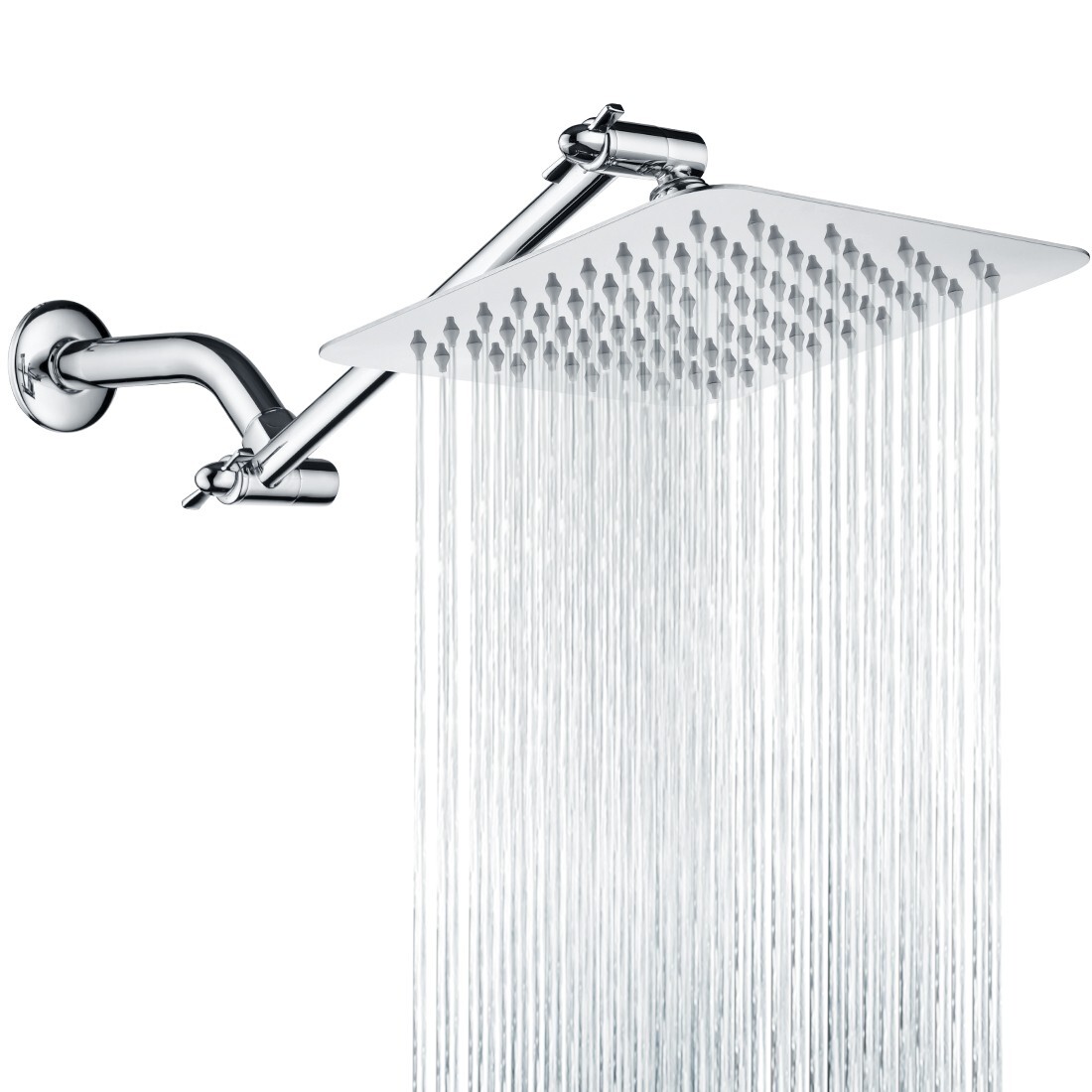 New Rain Shower Head with 10'' Adjustable Extension Arm Combo-Chrome BAS1830-01