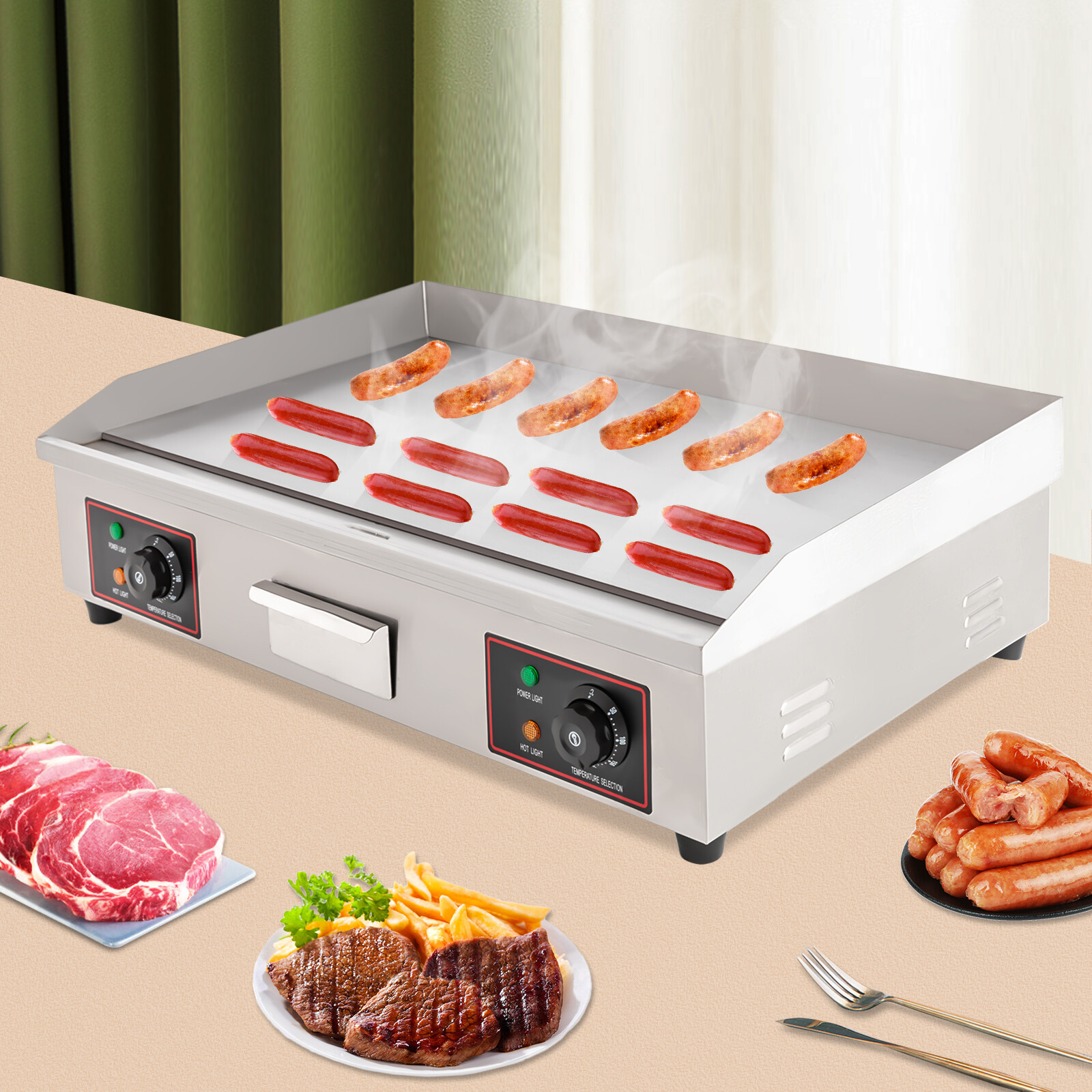 Commercial Electric Griddle 3000W Non-Stick Restaurant  Teppanyaki Flat Top Gril