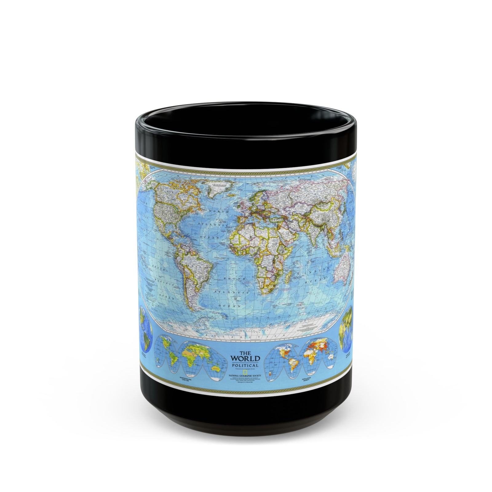 World Map - Political (1994) (Map) Black Coffee Mug