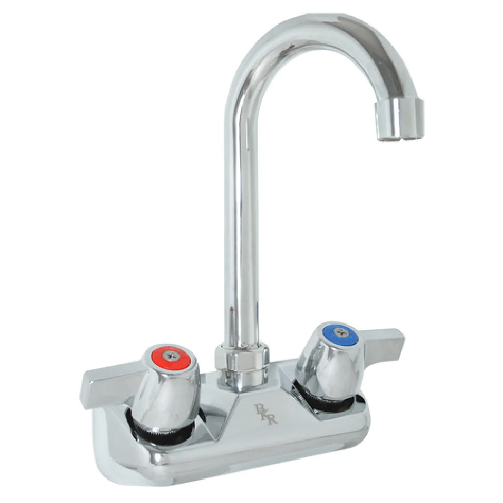BK Resources Inch Wall Mount Faucet Gooseneck BKF-W-3G-G 4 Spot Lead Free Chrome