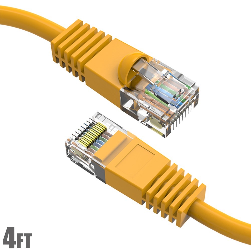 4FT Cat5E RJ45 Network LAN Ethernet UTP Patch Cable Cord Gold Copper Wire Yellow
