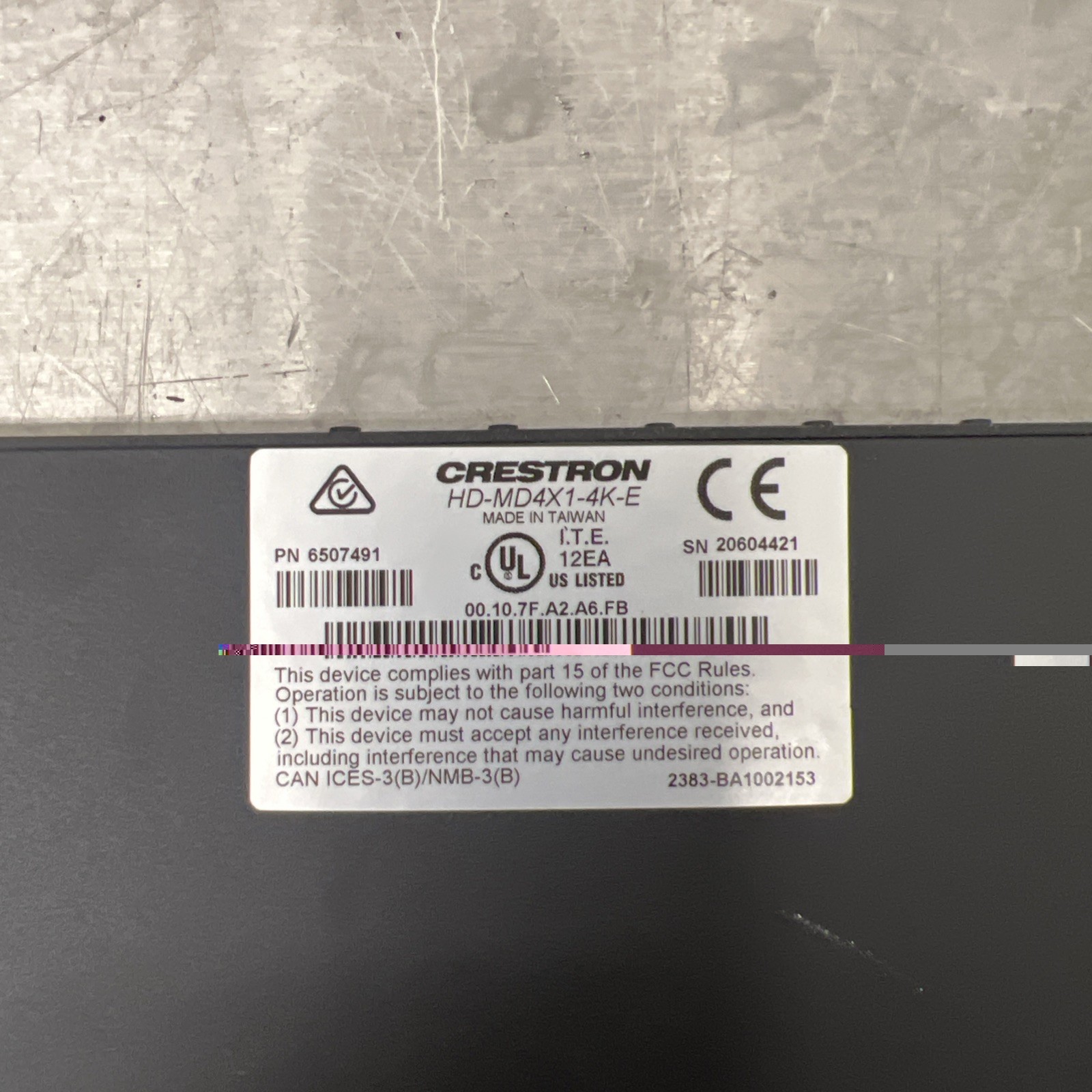 Crestron HD-MD4X1-4K-E HDMI Switcher with Power Supply