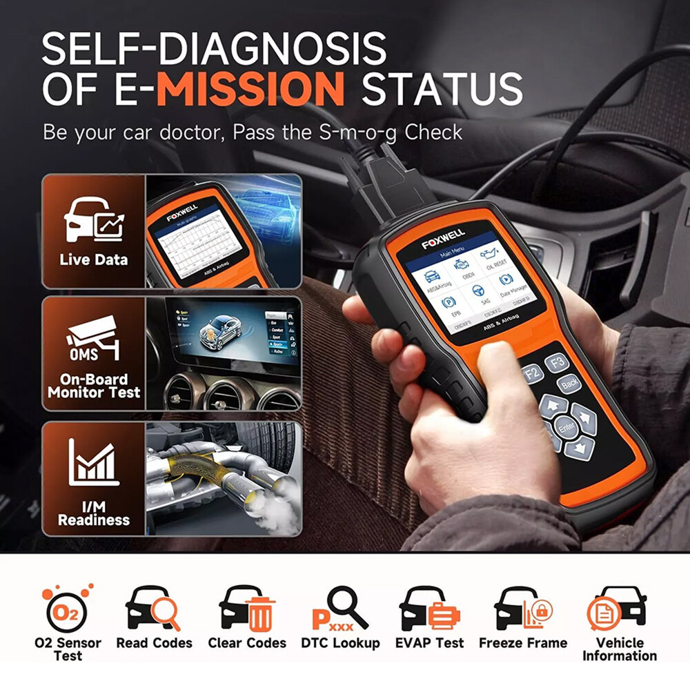 FOXWELL OBD2 Scanner Code Reader Brake Bleeding ABS SRS Resets Diagnostic Tool