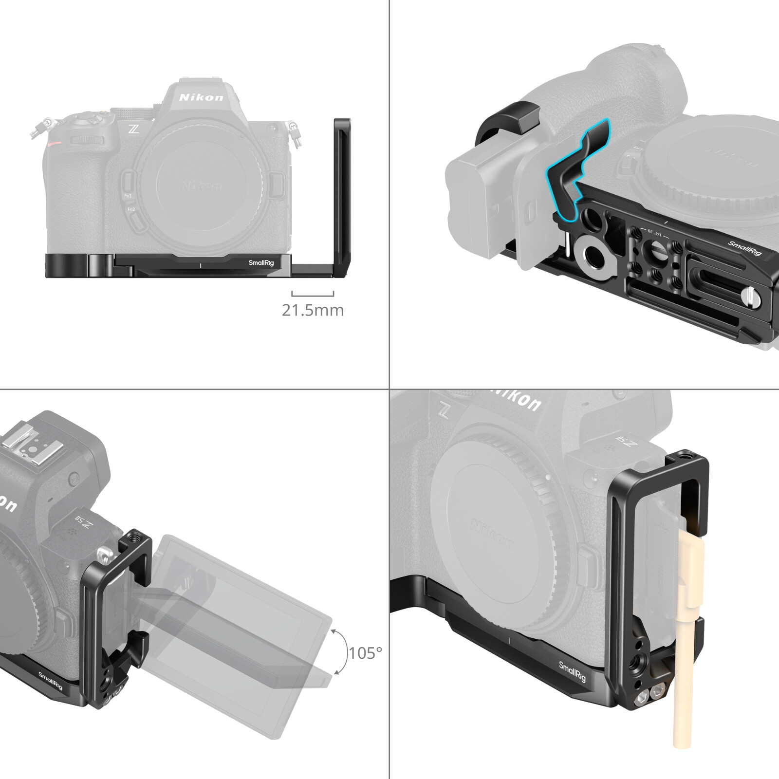 SmallRig Z5II L-Bracket L-Shaped Mount Plate for Nikon Z5 II Z7 Z6 Z7II Z6II Z5