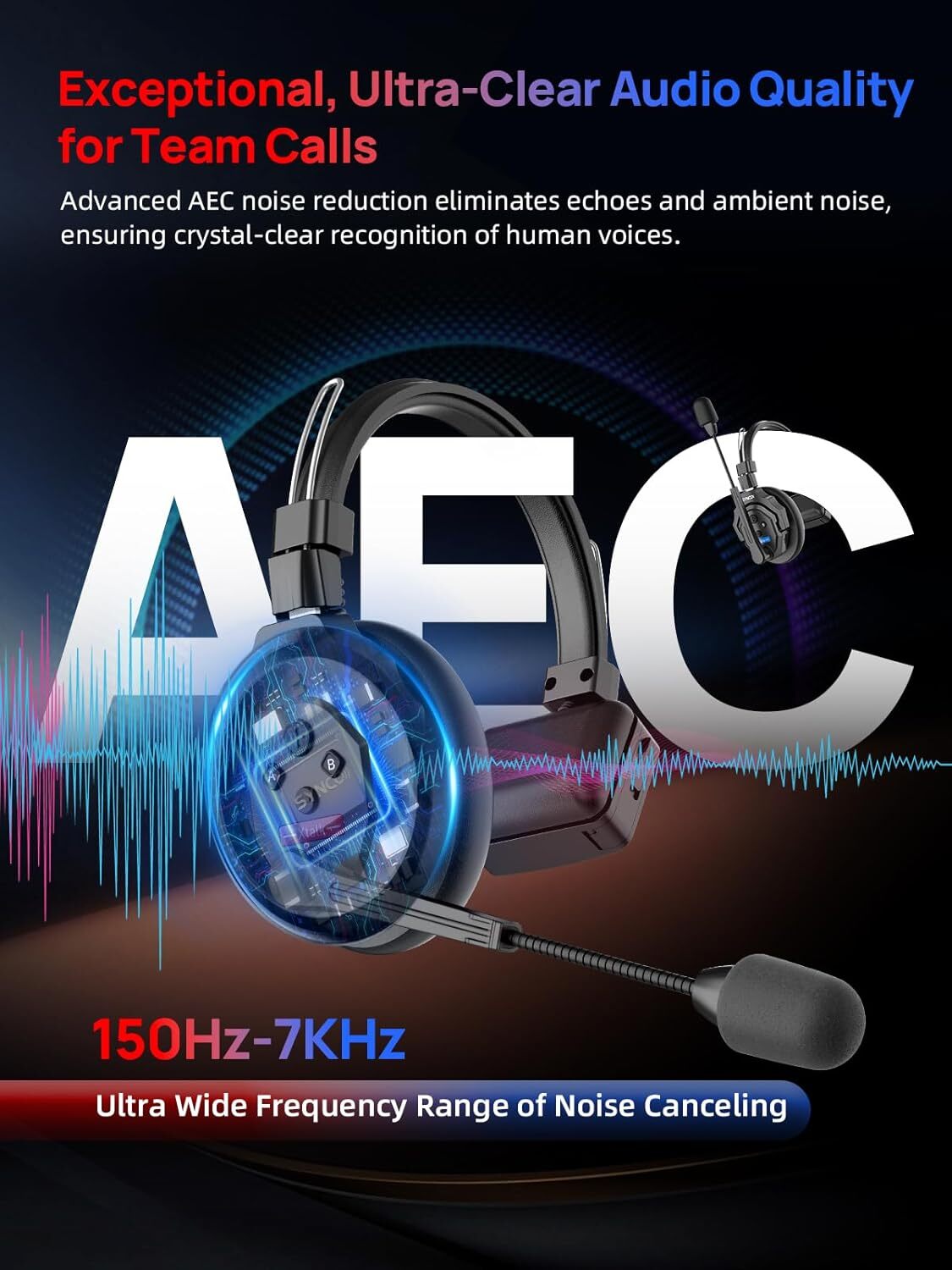 SYNCO XTALK X2 Wireless Intercom Headset forTeam Communication 350M/1148FT