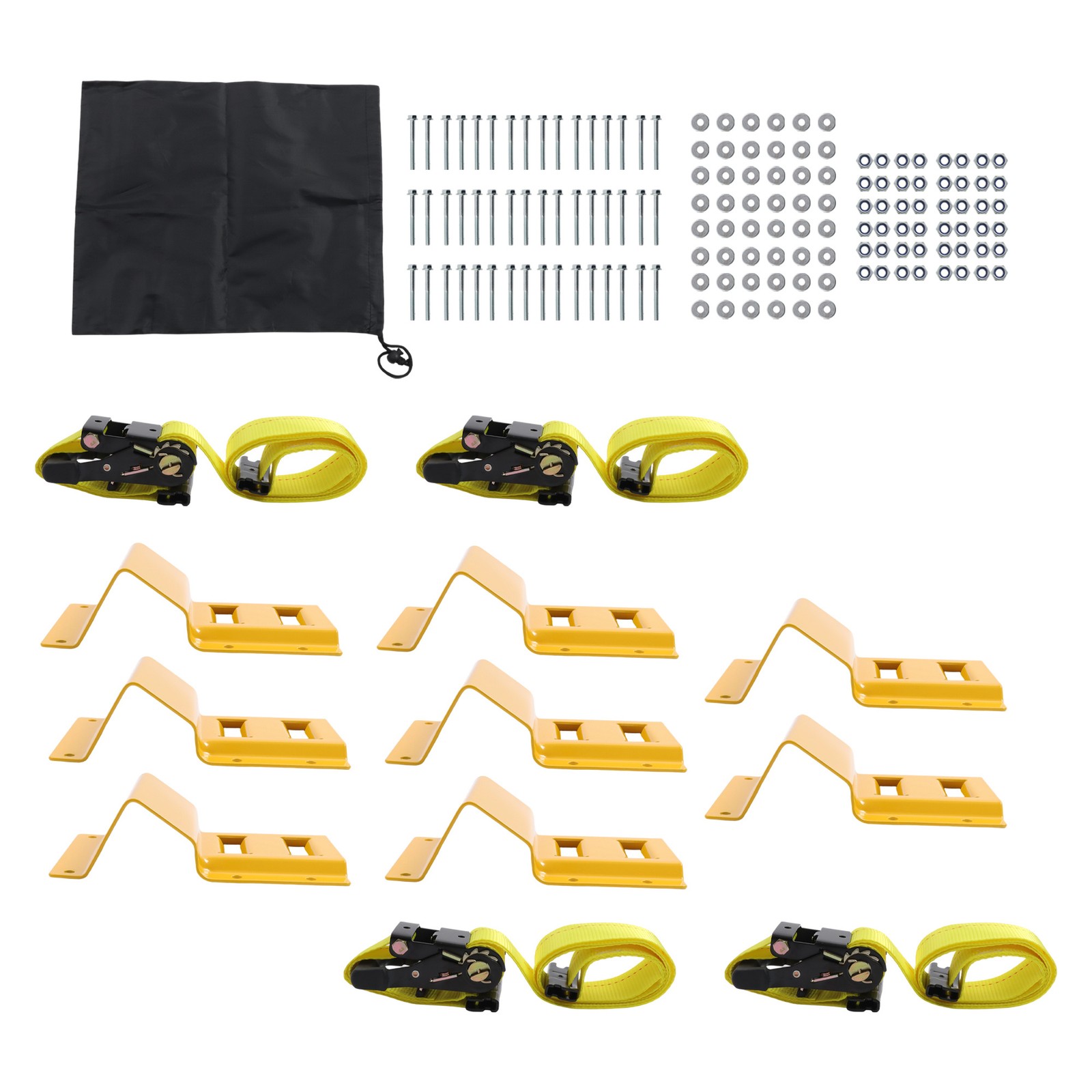 Labwork 8x E Track Wheel Chock 4 x 8' Ratchet Tire Straps 48x Bolts Nuts Washers