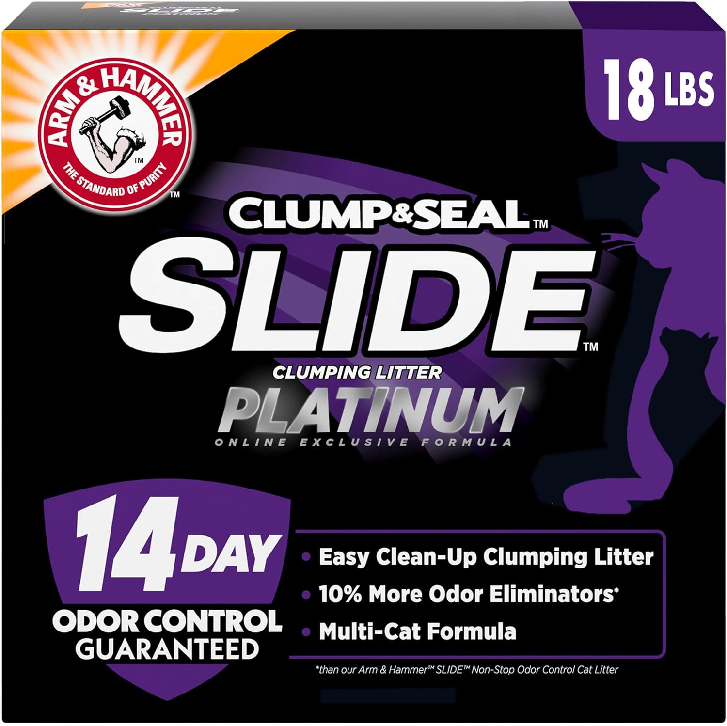 Clump & Seal SLIDE Platinum Multi-Cat Clumping Cat Litter, Easy Clean Technology