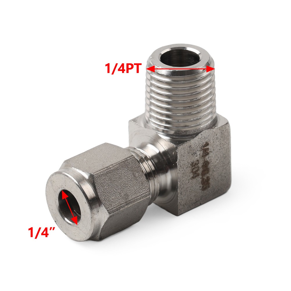 Kompressionsrohrverschraubung 1/4 PT x 1/4" OD Kupplungsadapter 304 Edelstahl