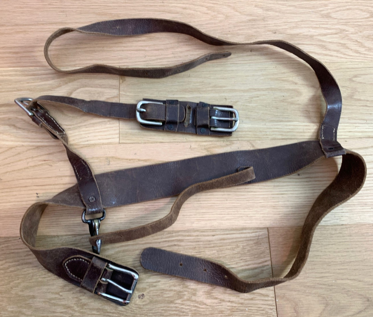 Brown Leather Bass Snare Drum Marching Parade Harness Sling Carrier Belt Assy.