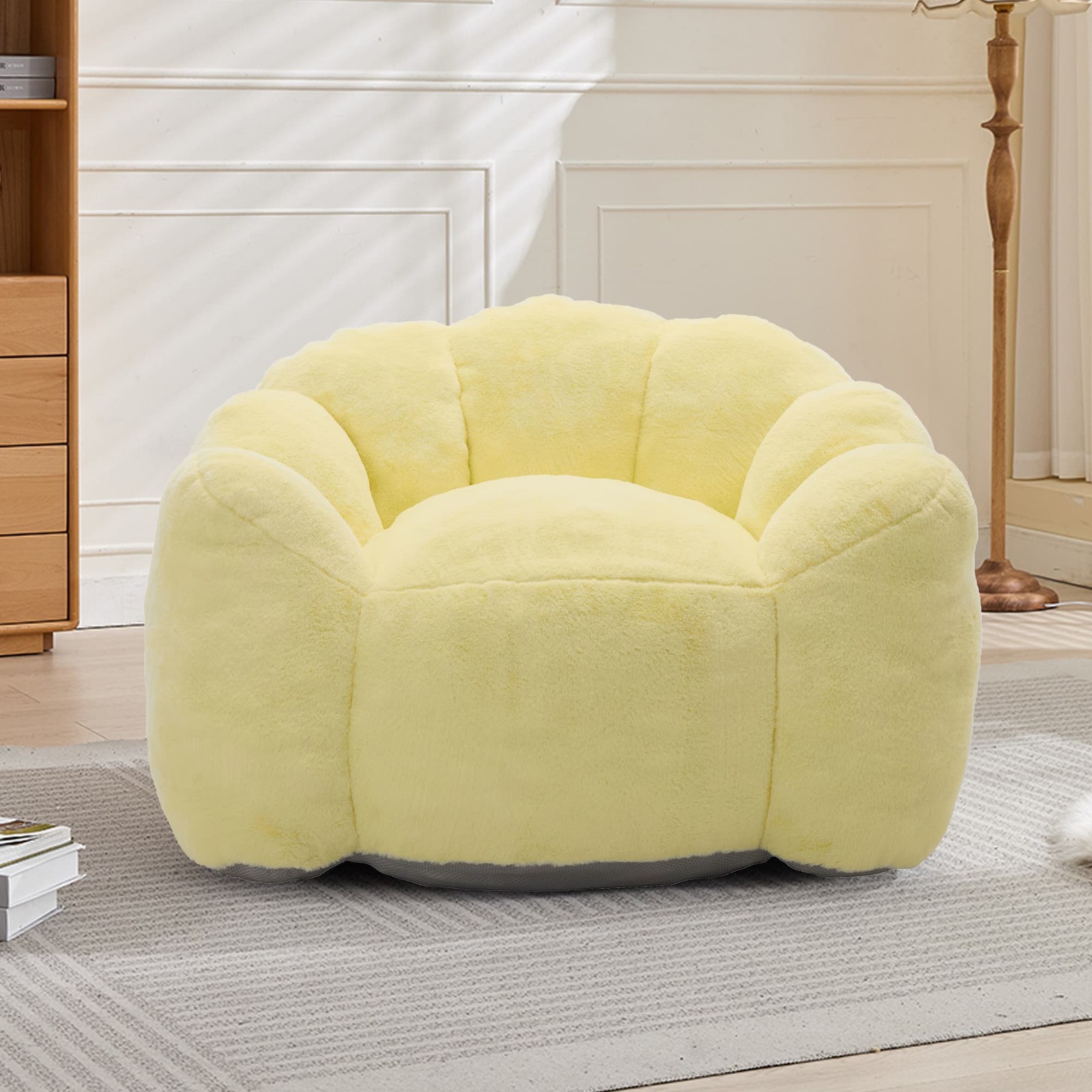 Yellow Lotus Compression Sofa Bean Bag Pull Ring Portable Living Room Bedroom