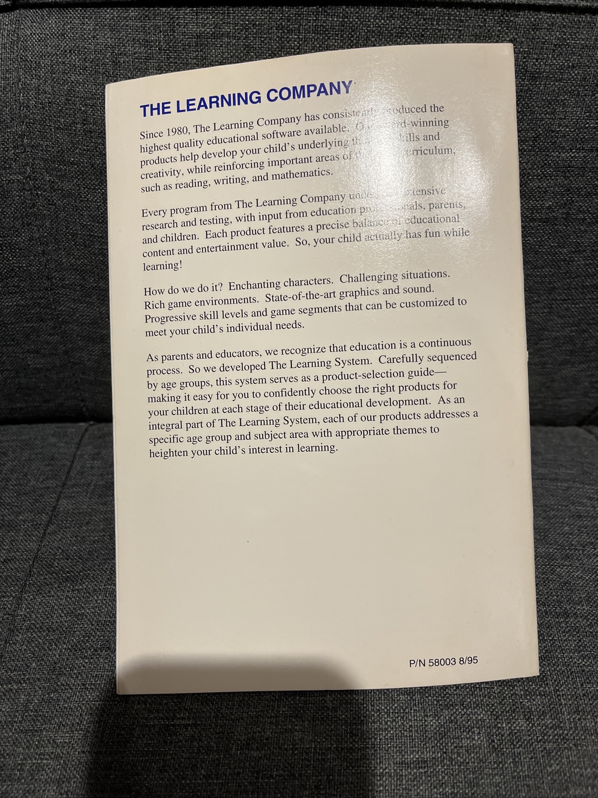 Reader Rabbit 1 (The Learning Company) *User Guide Only*