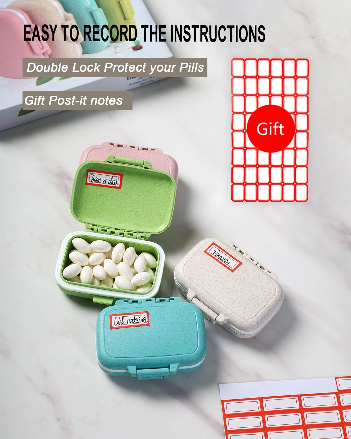 4 Pc Pill Case 3 Removable Compartments Pill Box Bpafreeday Pill Organizer/3 Tim