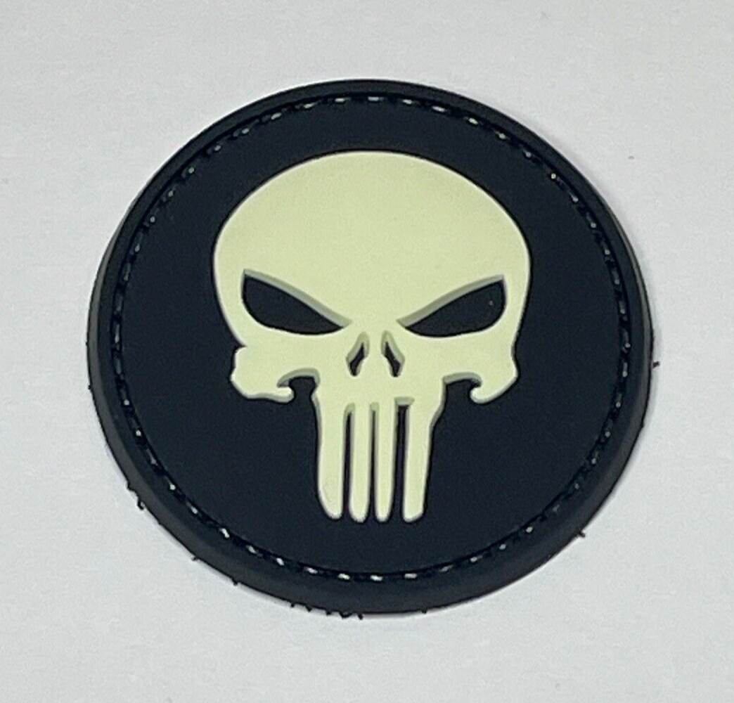 Punisher Skull Patch PVC Glow in the Dark Tactical Morale Rubber PVC Patch