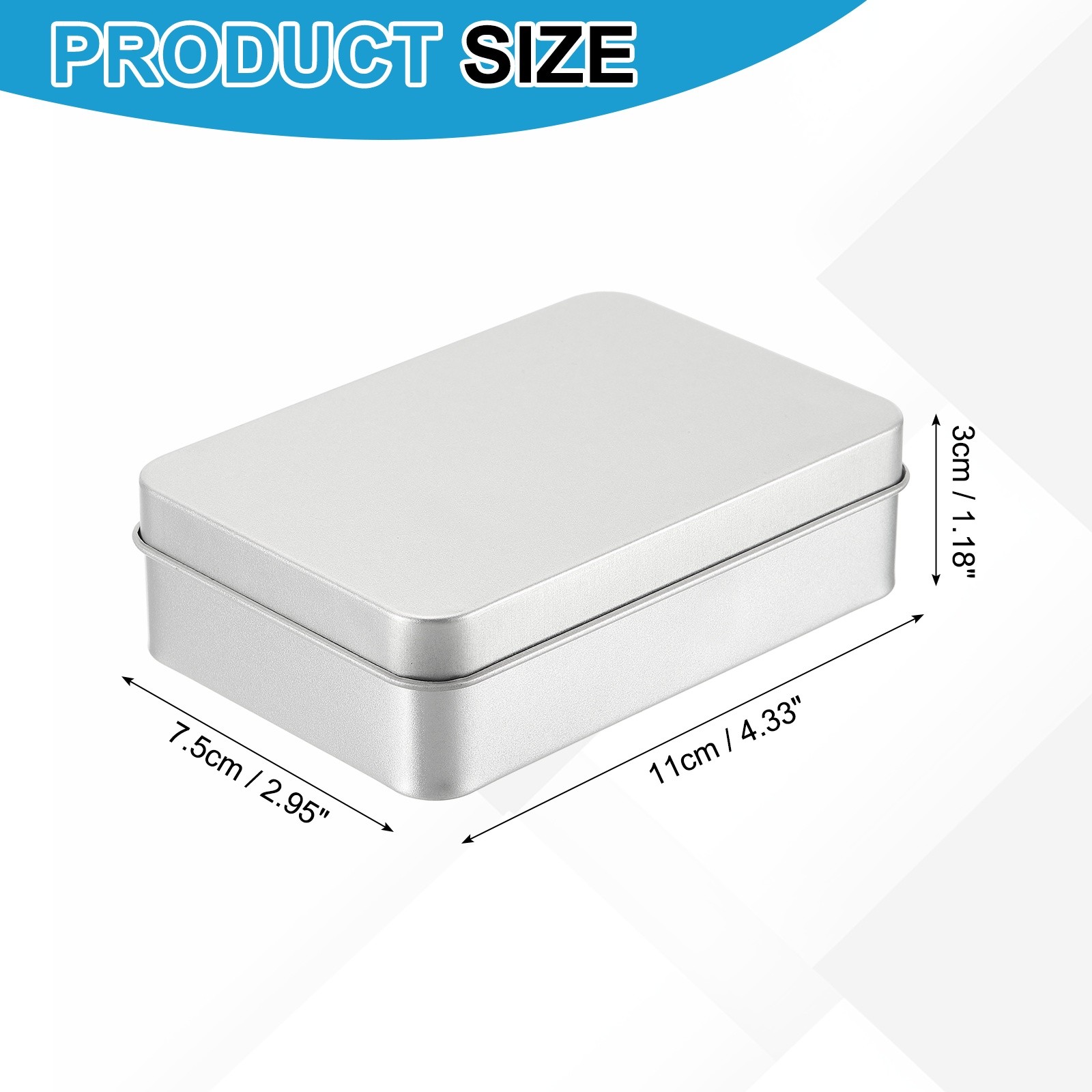 2 Pcs 4.3 x 2.9 x 1.2 Inch Rectangular Storage Tins Box with Lid