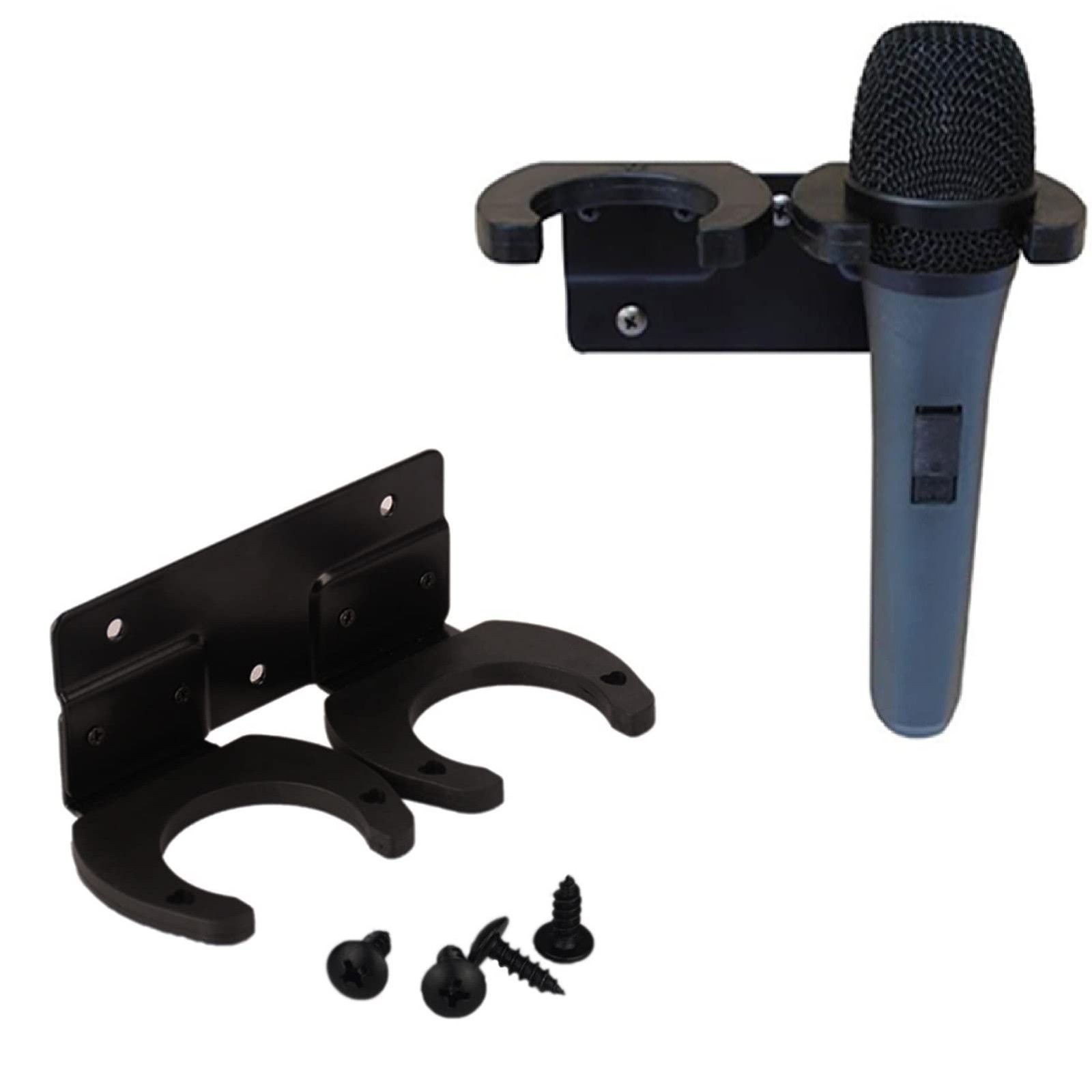 Wireless Microphone Holder for Mic Stand Wall Mounted Hanger Clip Double Hook