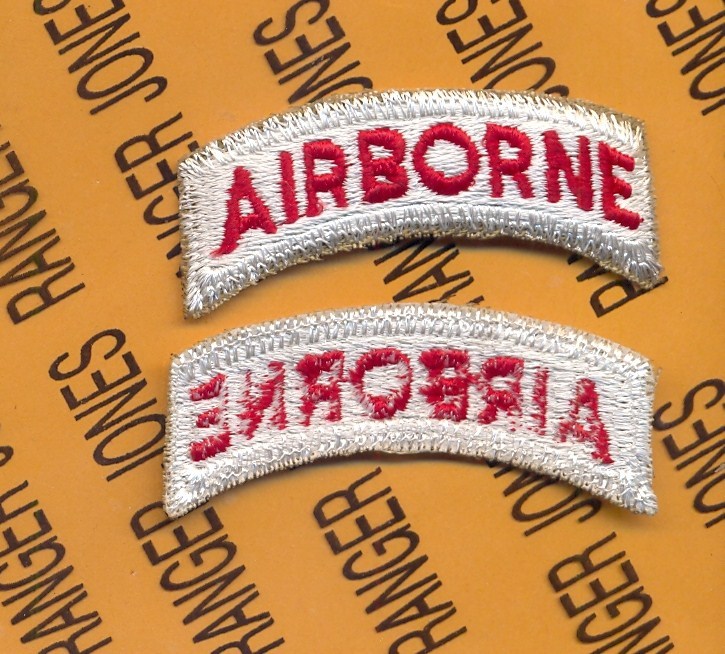 US ARMY AIRBORNE TAB WHITE & RED patch c/e