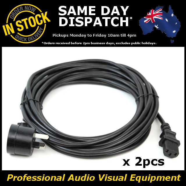 2x 7 Metre Piggyback to IEC Plug Power Cable Lead Cord Jug Black Piggy Back 7M