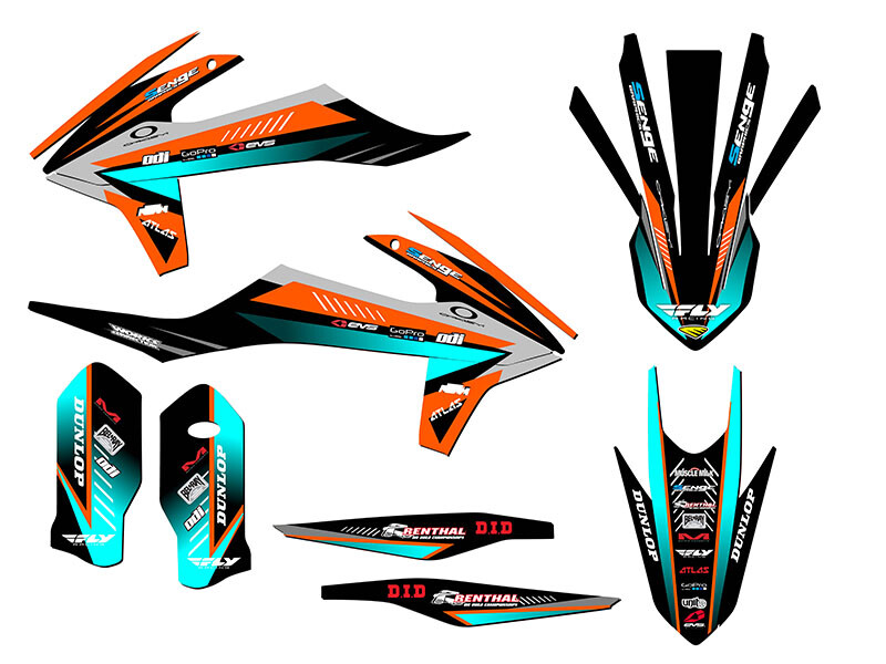 2019-2022 XC SURGE Orange Senge Graphics Kit Compatible with KTM