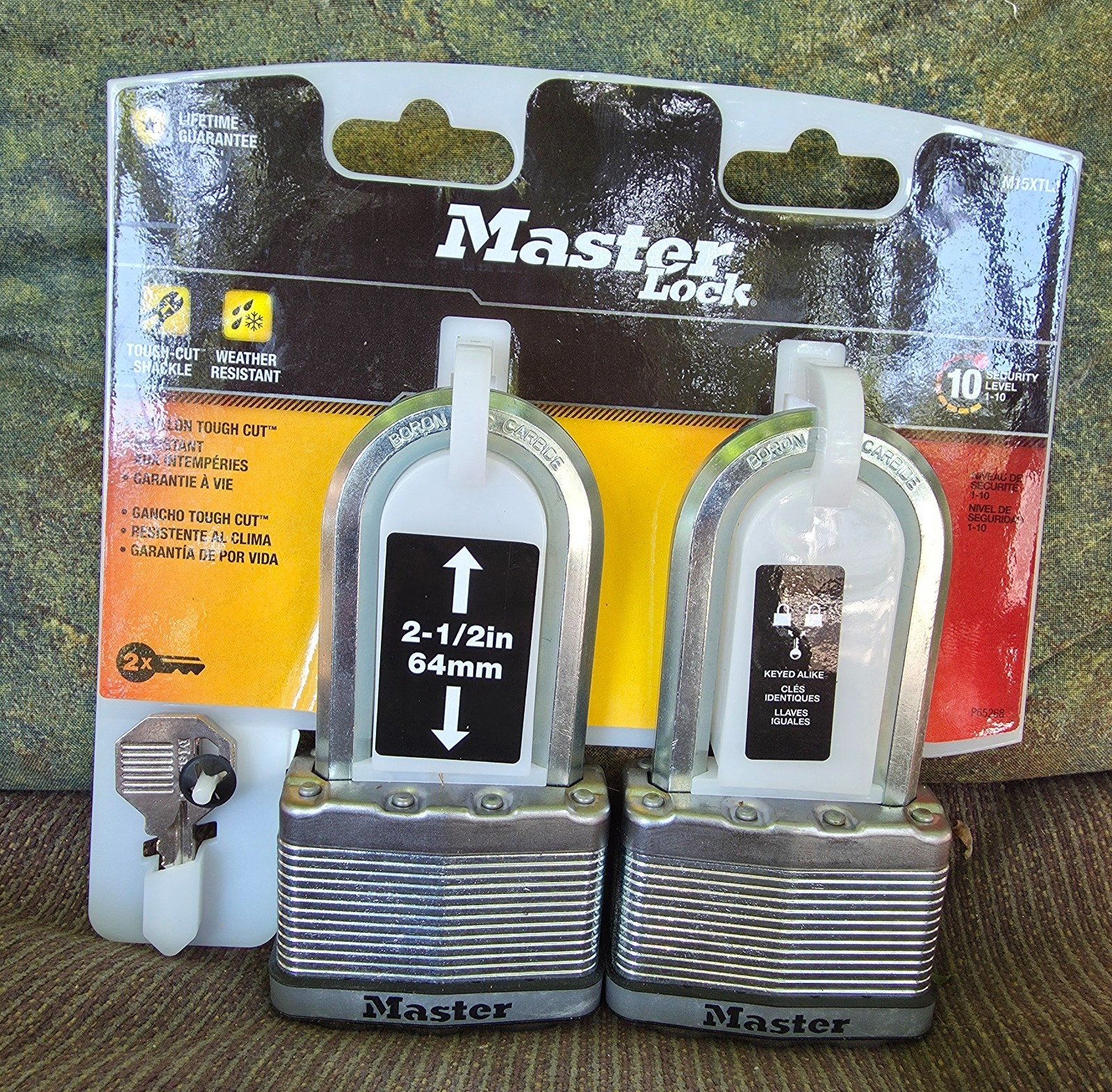 Master Lock Heavy Duty Padlock with Key, 2-1/2 in. Level 10 Security -2 Pack