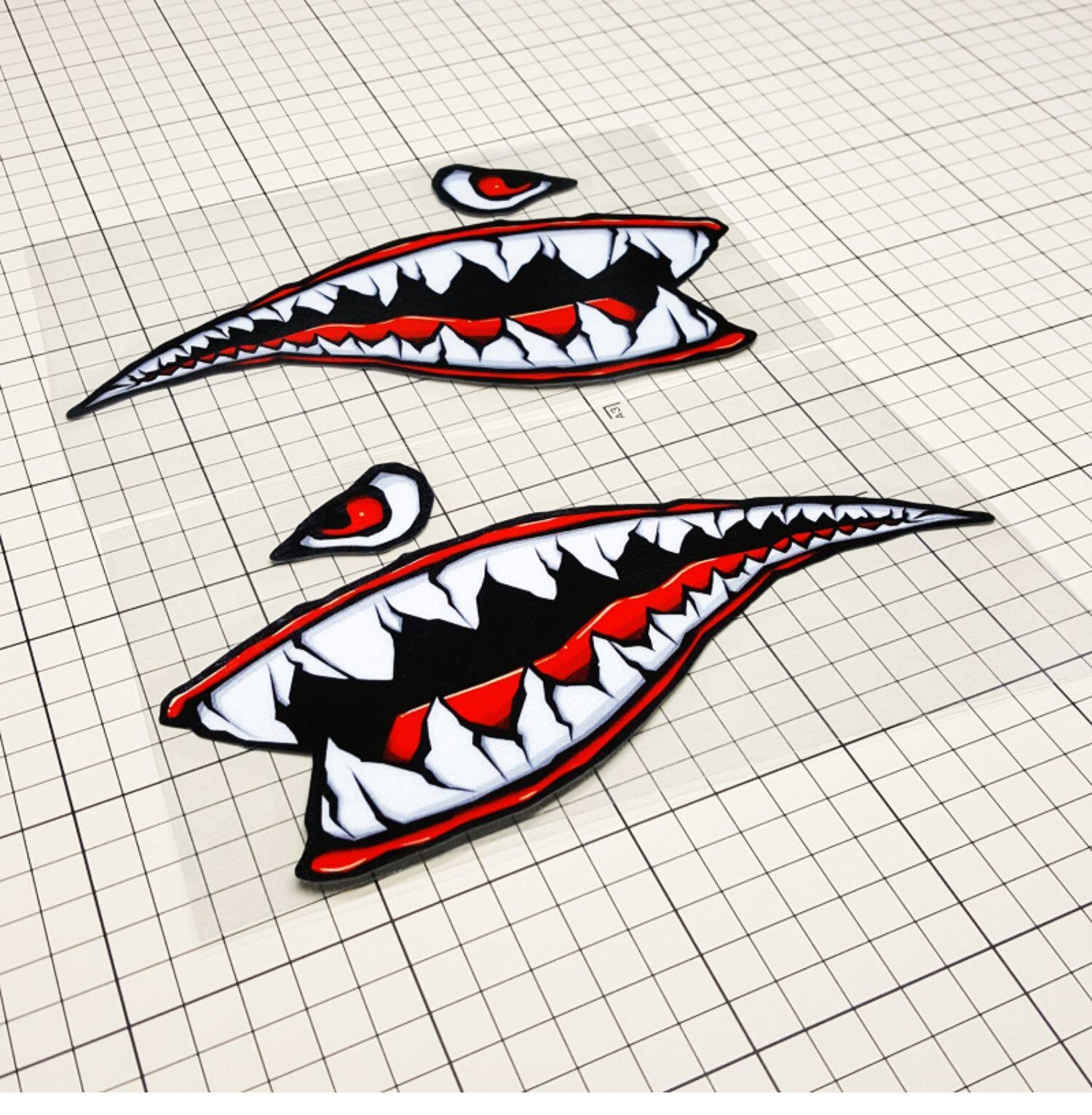 Reflective Shark Mouth Vinyl Sticker Flying Tigers Teeth Decal Motorcycle Helmet
