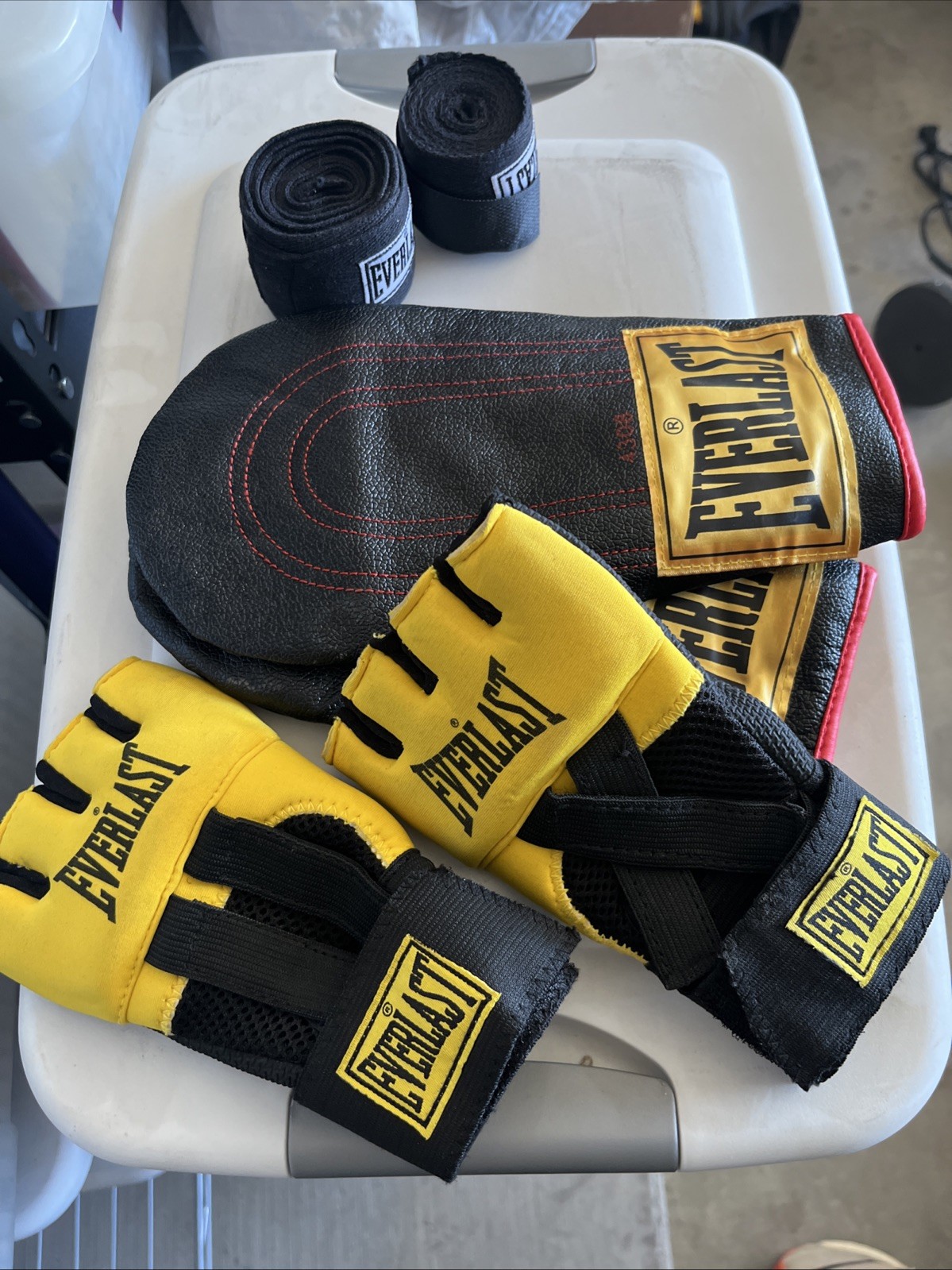 Everlast Boxing Training Gloves and Wrist Wraps