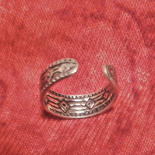 Sterling Silver Toe Ring Adjustable Band 925 Diamond Pattern